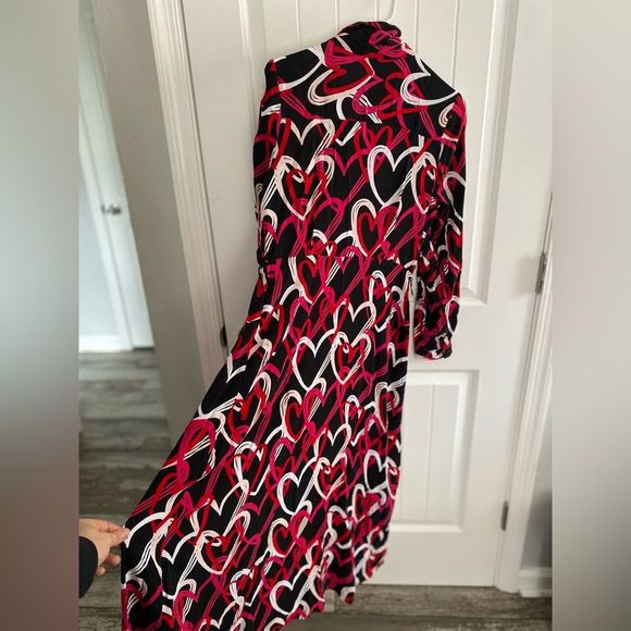 NY&C Button up maxi dress, black and red/pink, size M - Picture 6 of 7